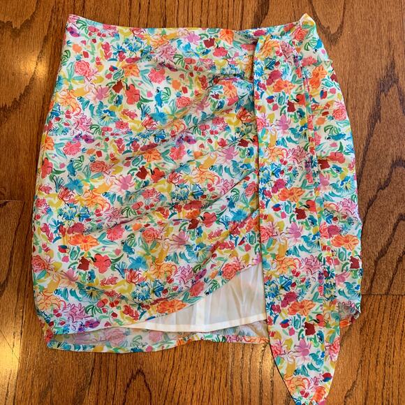 For Love & Lemons Gilles Floral Mini Skirt | White Pink Blue | Small - Picture 1 of 7